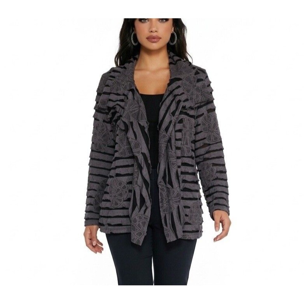 Women’s Sweater Draped Cardigan Size Large Gray Long Sleeve